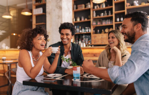 group of Arista McKinney residents gathering socializing at Arista McKinney